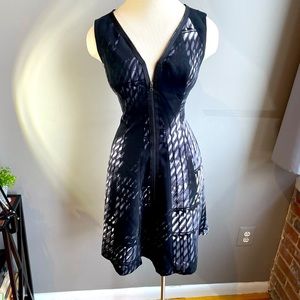 Tahari Zipper Black Midi Dress, Size 4.